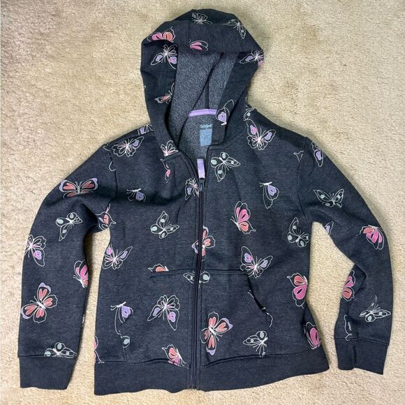 Girls Cat and Jack Zip Up Hooded Jacket Sz S (6/7) - Picture 1 of 3